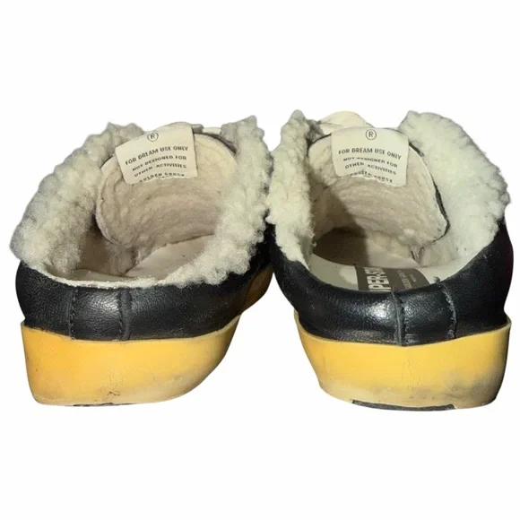 GOLDEN GOOSE Super-Star Sabots in Black Leather w/ Shearling Lining Sz 39 (US 8)